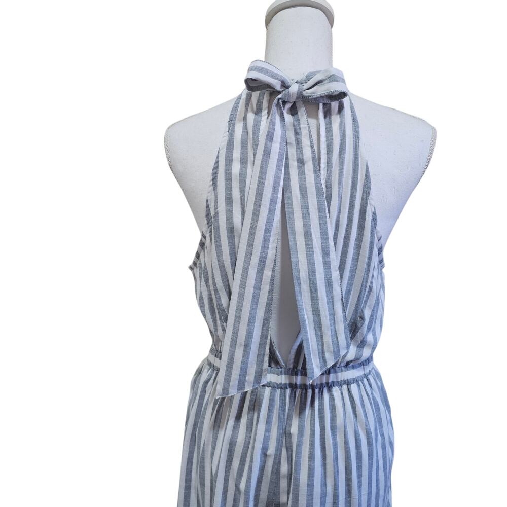 American Eagle Striped Wide Leg Jumpsuit Halter Open Back Size M - Picture 5 of 8